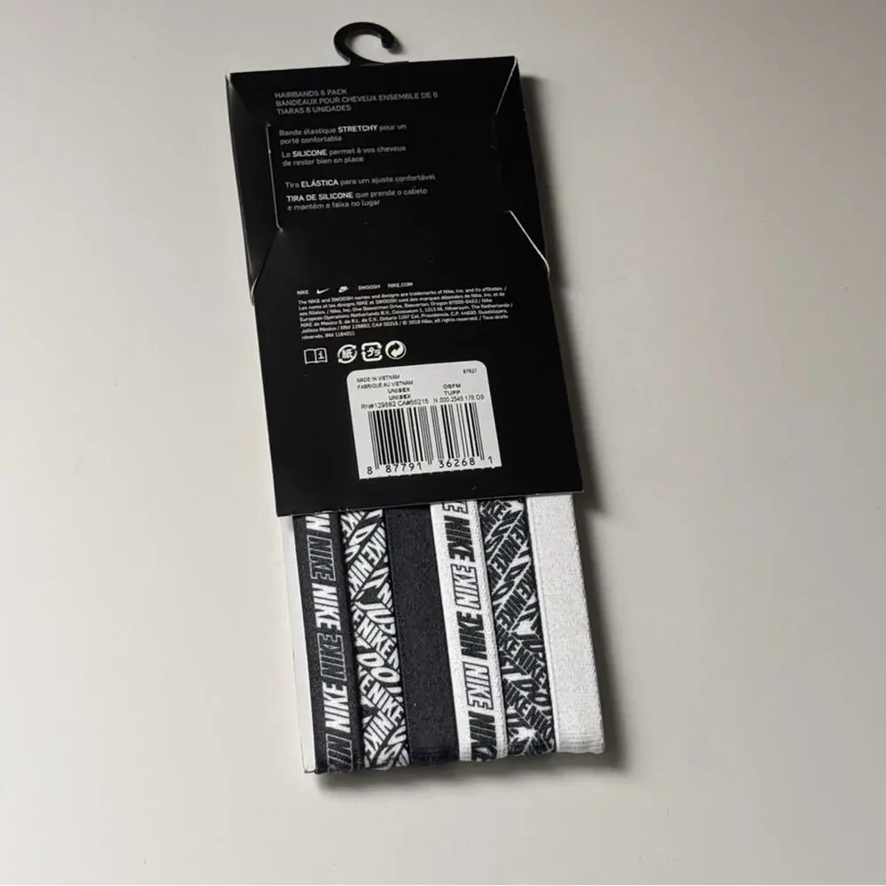 Nike  Six Pack Stretchy Athletic Sporty Black and White Headbands Set   NWT